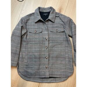 Madewell Plaid Shirt Jacket Shacket – Black Gray Red Check – Small